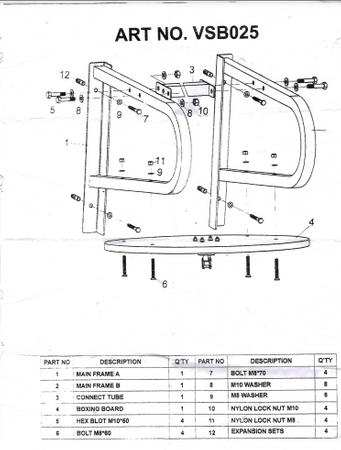 Platforma ścienna do gruszek bokserskich z przegubem obrotowym.