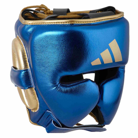 Kask bokserski Adidas ADISTAR PRO niebiesko-złoty skórzany