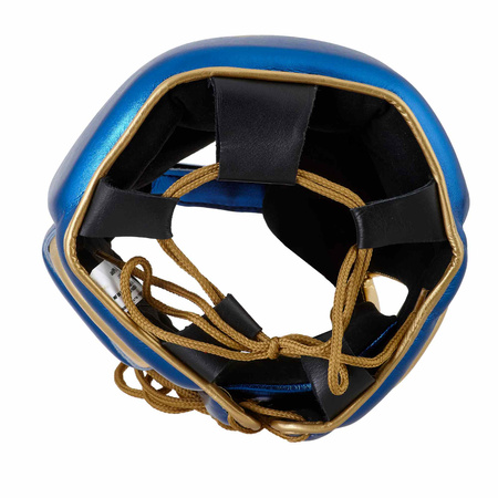 Kask bokserski Adidas ADISTAR PRO niebiesko-złoty skórzany