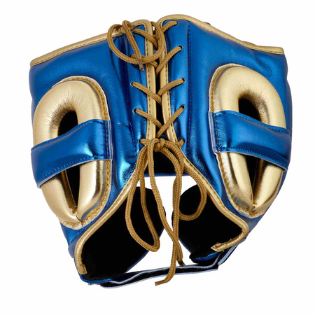 Kask bokserski Adidas ADISTAR PRO niebiesko-złoty skórzany