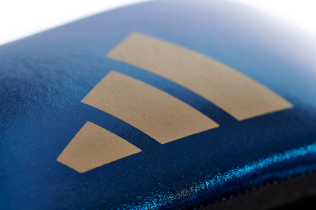 Kask bokserski Adidas ADISTAR PRO niebiesko-złoty skórzany