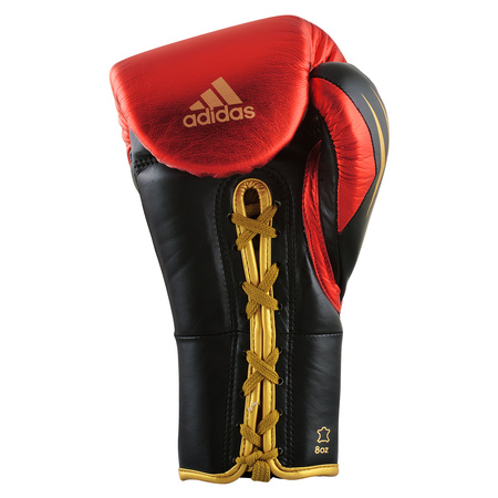 Rękawice bokserskie wiązane Adidas SPEED TILT 750 czerwono czarno złote
