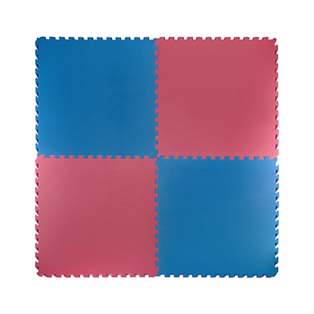 Mata ochronna piankowa PUZZLE na podłogę 100x100x2cm czerwono niebieska
