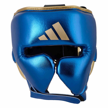 Kask bokserski Adidas ADISTAR PRO niebiesko-złoty skórzany